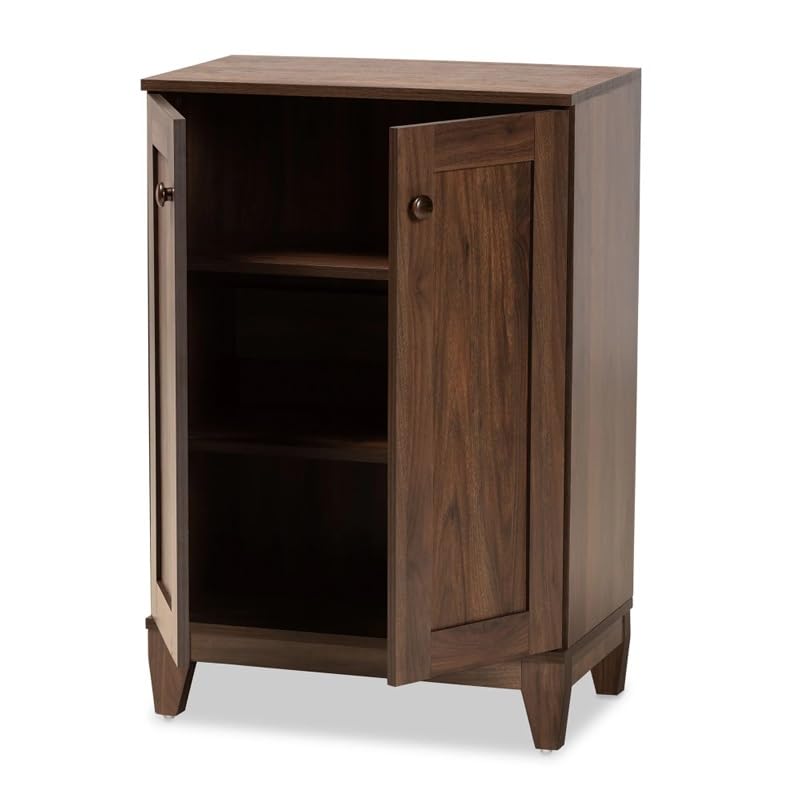Walnut 2-Door Shoe Storage Cabinet
