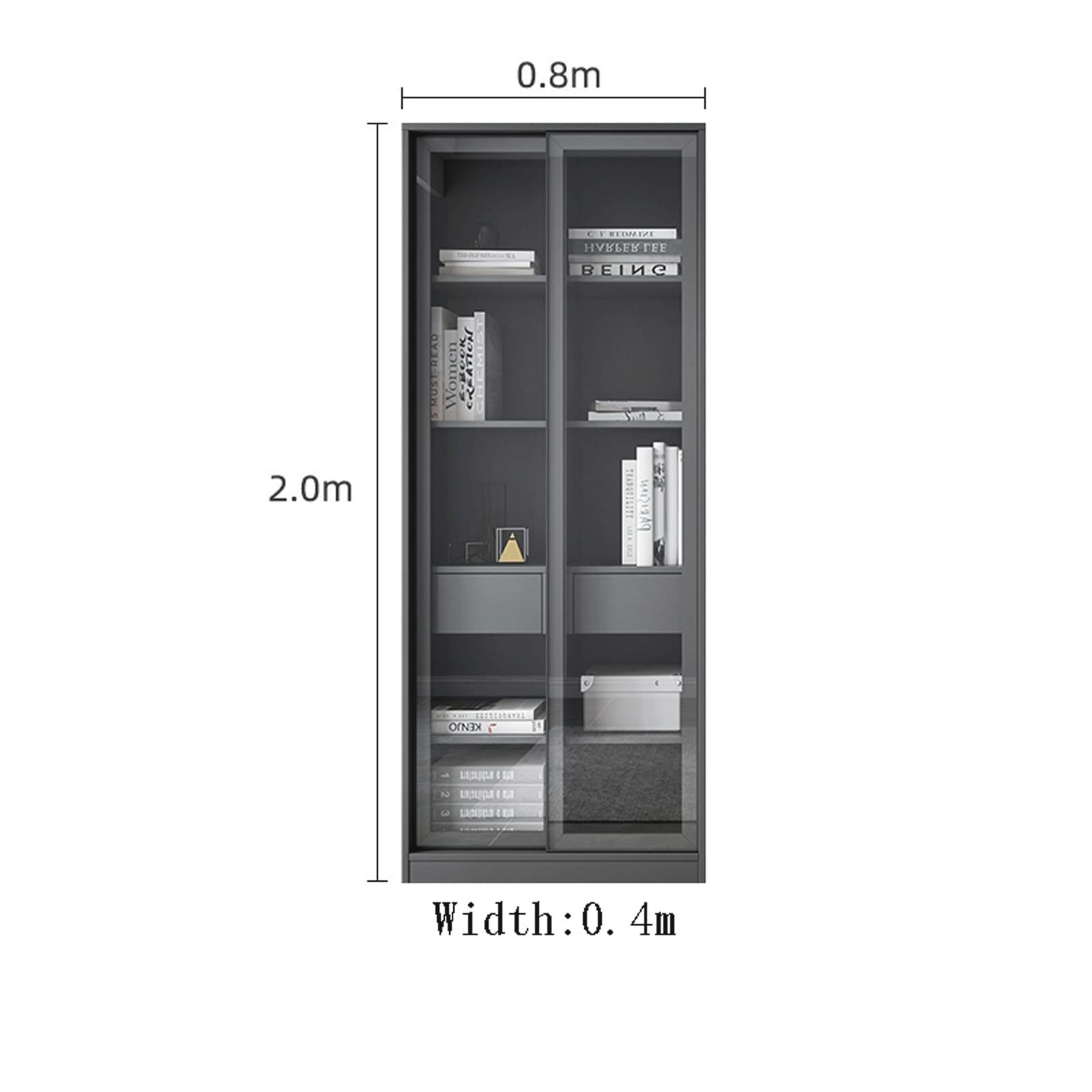 Glass Door Bookcase Display Cabinet