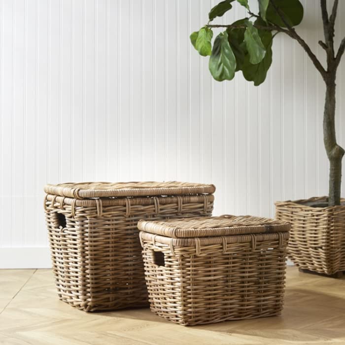 Rattan Storage Basket Set with Lids