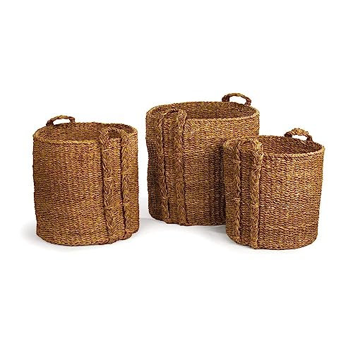 Seagrass Round Baskets Large Set of 3
