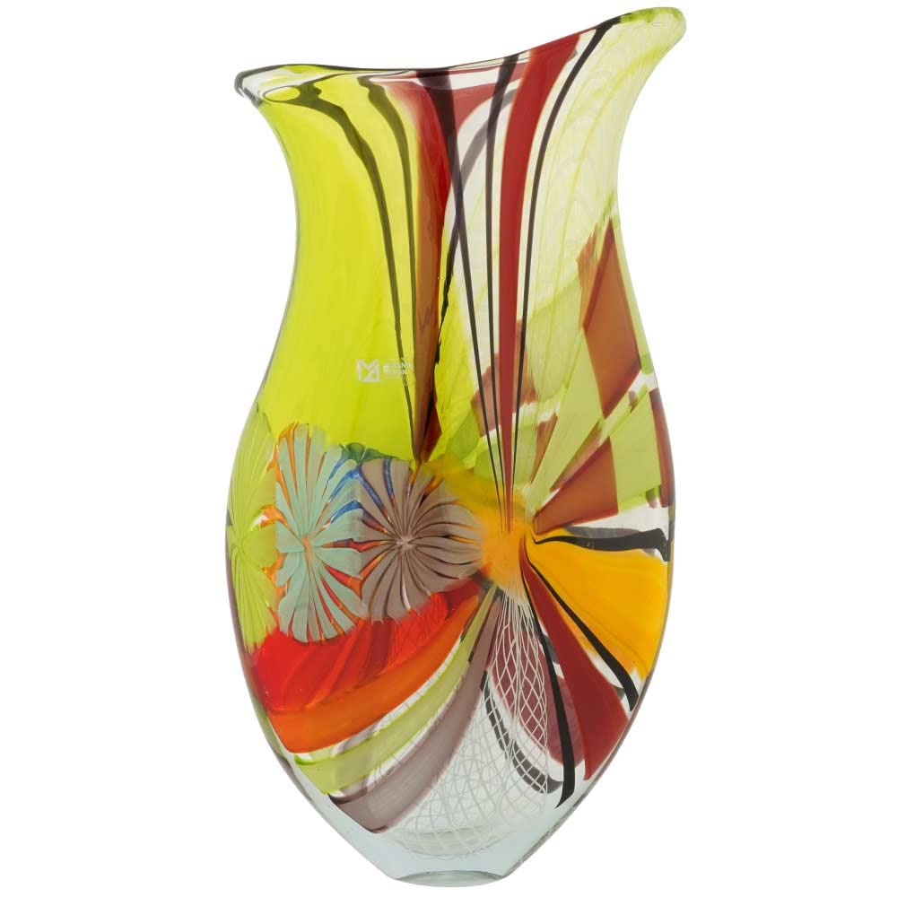 Glass Of Venice Battuto Murano Glass Vase - Morning Sun
