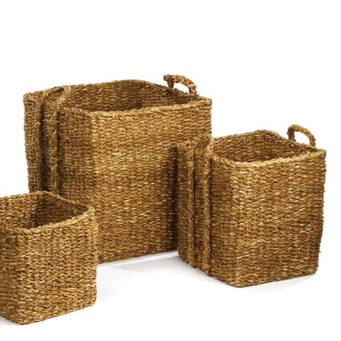 Square Seagrass Storage Basket Set