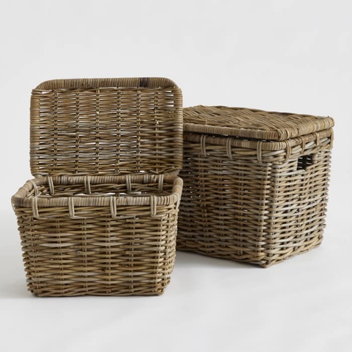 Rattan Storage Basket Set with Lids