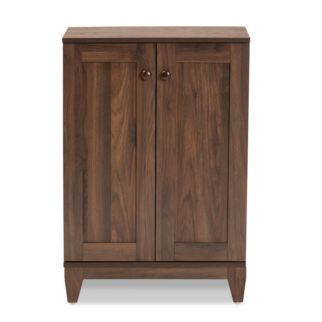 Walnut 2-Door Shoe Storage Cabinet