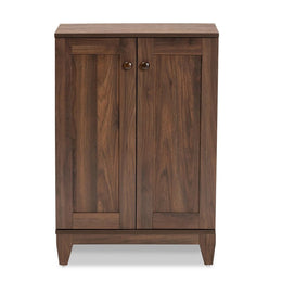 Walnut 2-Door Shoe Storage Cabinet