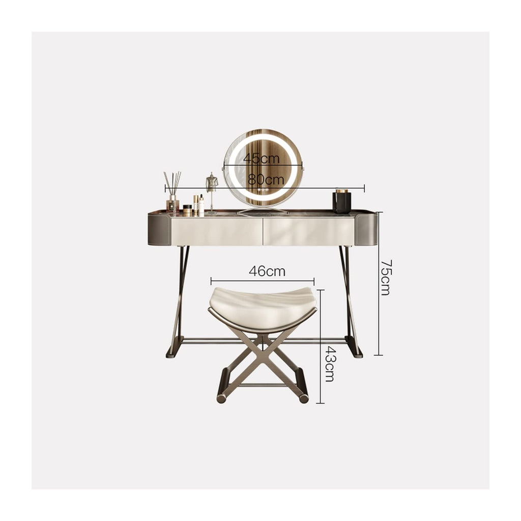 Modern Vanity Desk with Mirror and Stool