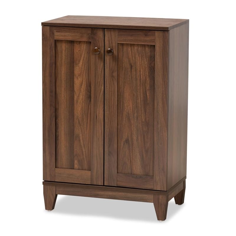 Walnut 2-Door Shoe Storage Cabinet