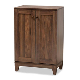 Walnut 2-Door Shoe Storage Cabinet