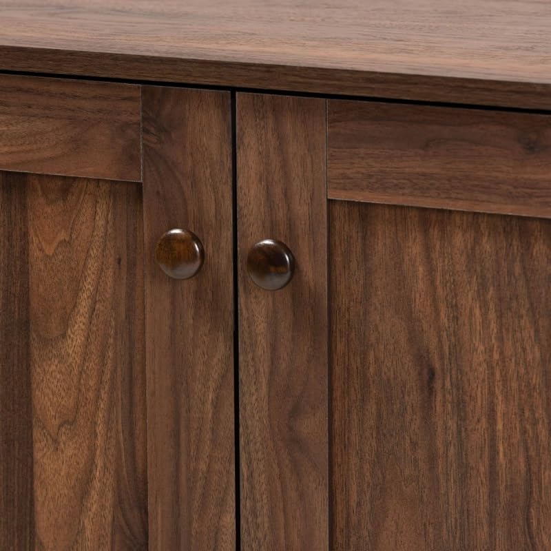 Walnut 2-Door Shoe Storage Cabinet