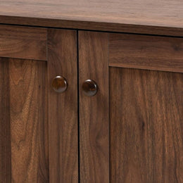 Walnut 2-Door Shoe Storage Cabinet