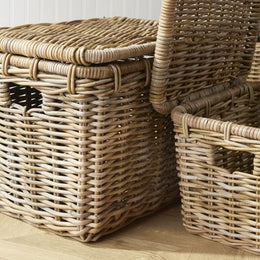Rattan Storage Basket Set with Lids