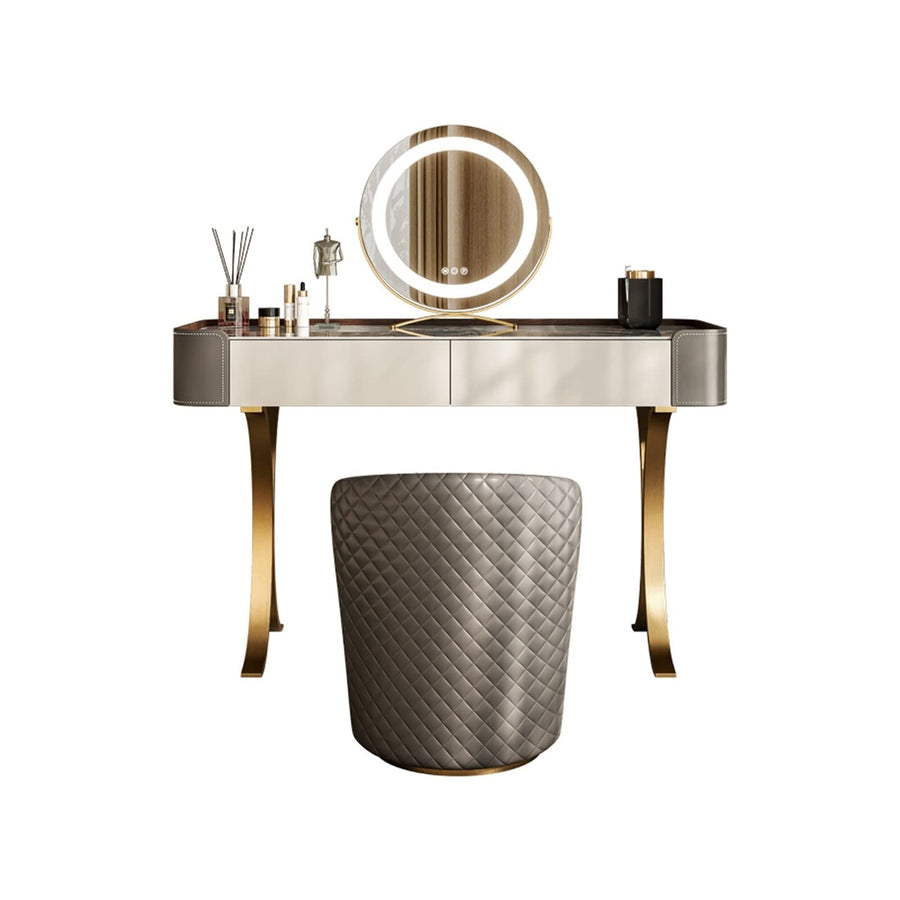 Modern Vanity Desk with Mirror and Stool