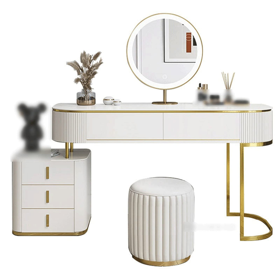 Luxury Vanity Desk with Storage Cabinet