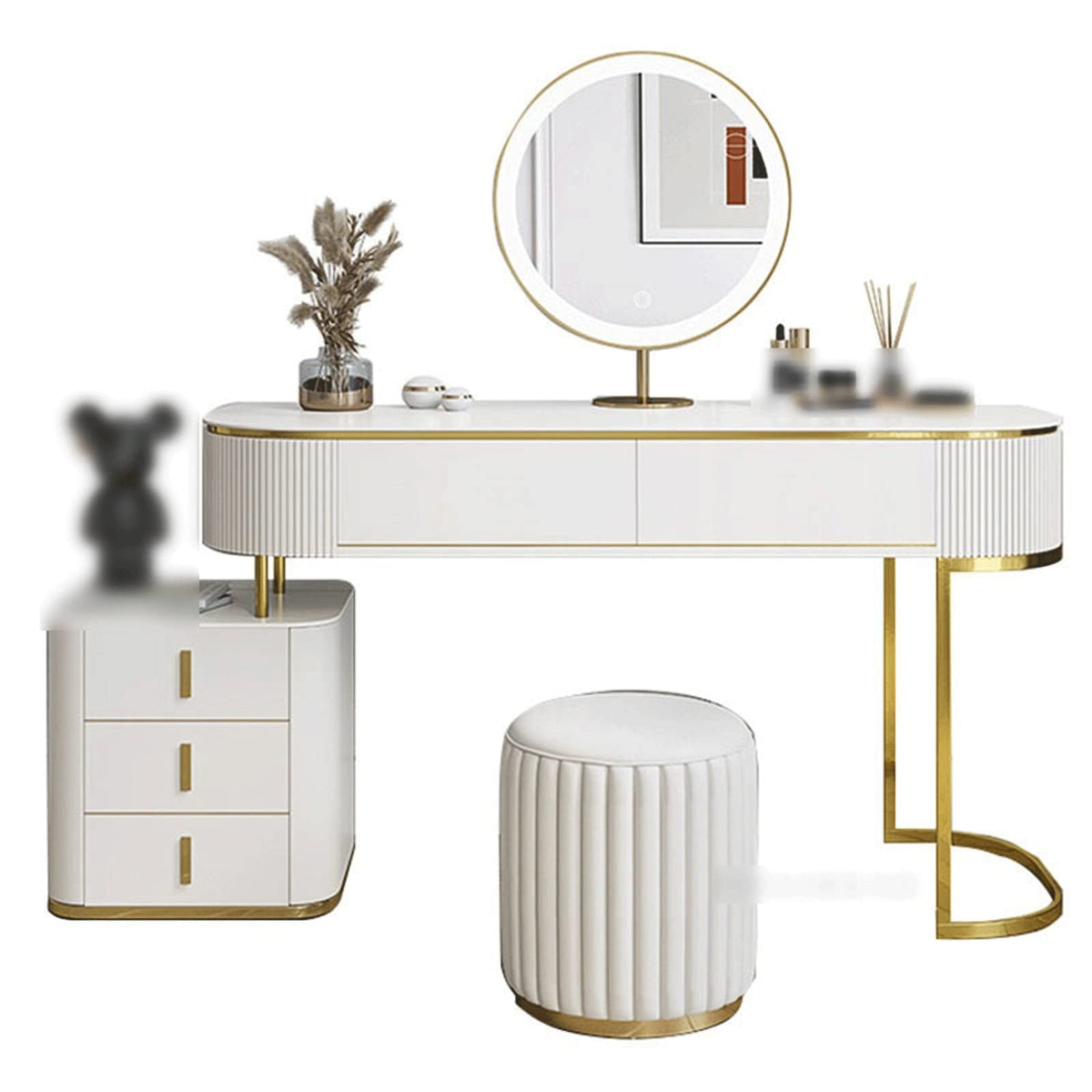 Luxury Vanity Desk with Storage Cabinet