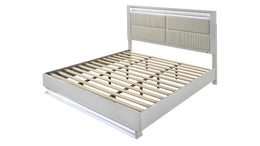 Peanu Queen Bed Frame, Modern Upholstered Wood Platform
