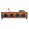 Retro TV Stand with Glass Door Storage