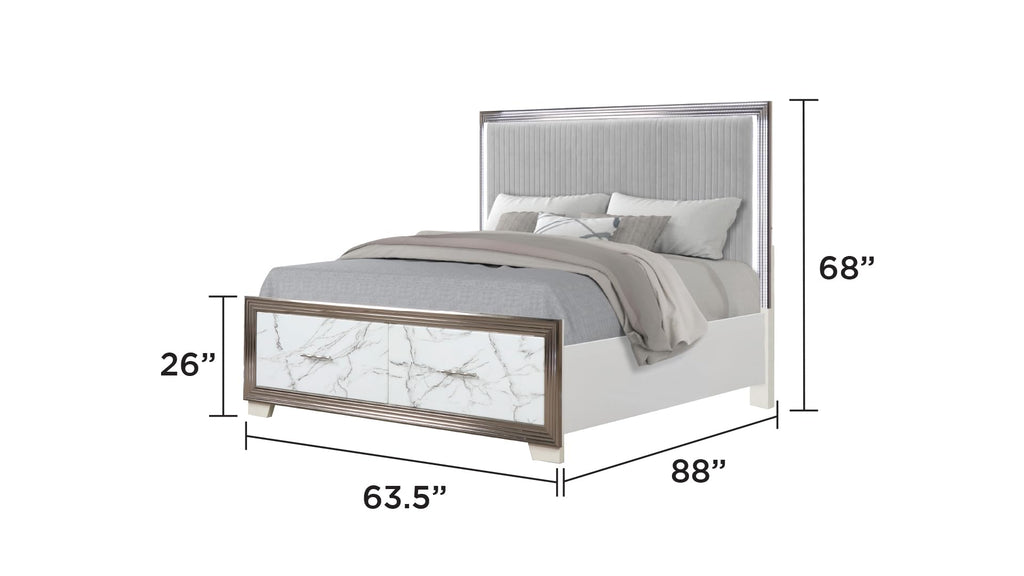 White LED Storage Bed Frame