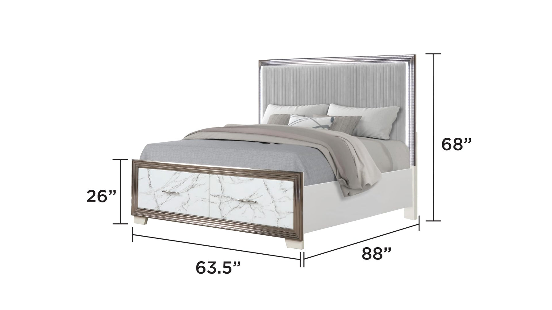 White LED Storage Bed Frame