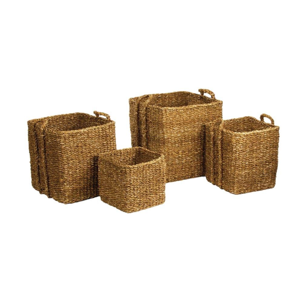 Square Seagrass Storage Basket Set
