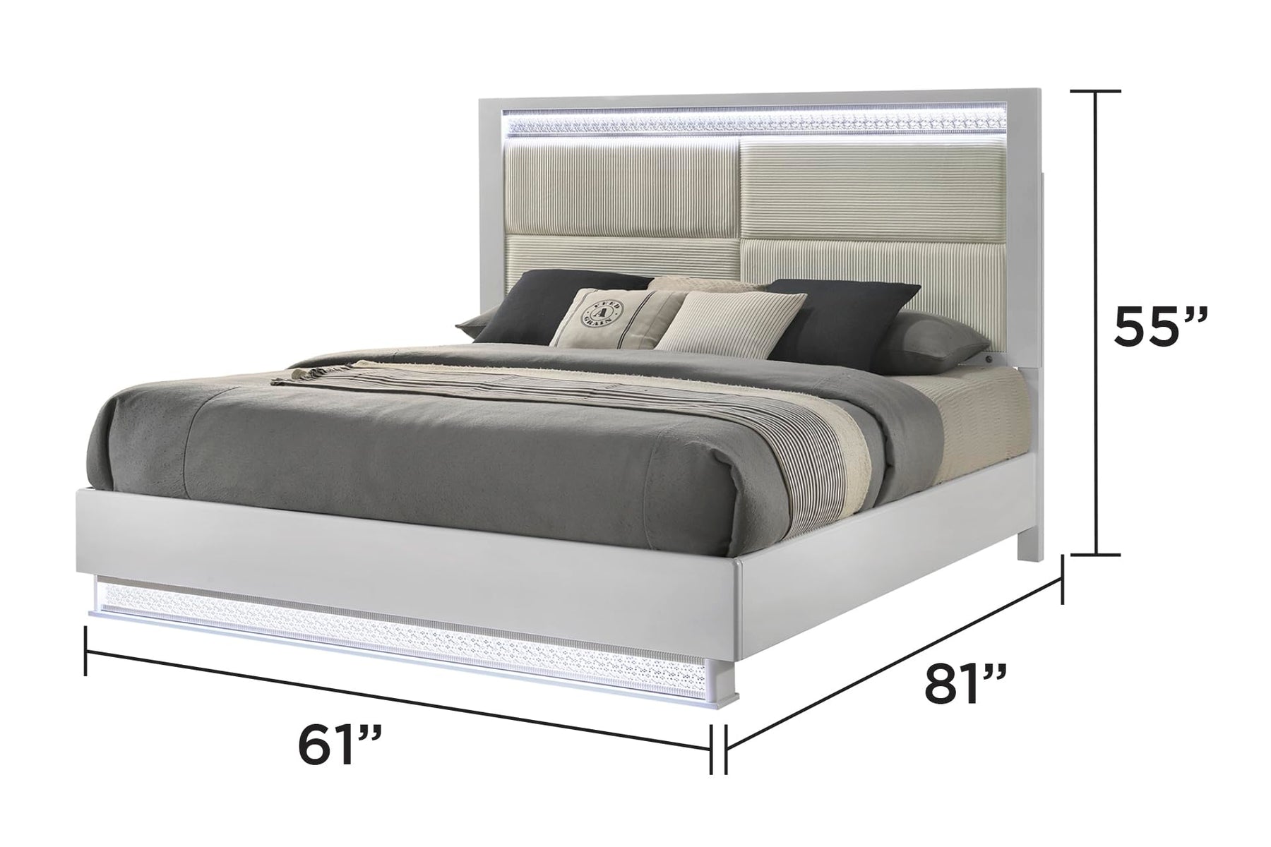 Peanu Queen Bed Frame, Modern Upholstered Wood Platform