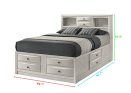 Peanu Queen Bed Frame, Bookcase Headboard