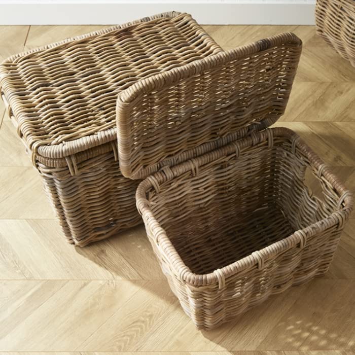 Rattan Storage Basket Set with Lids
