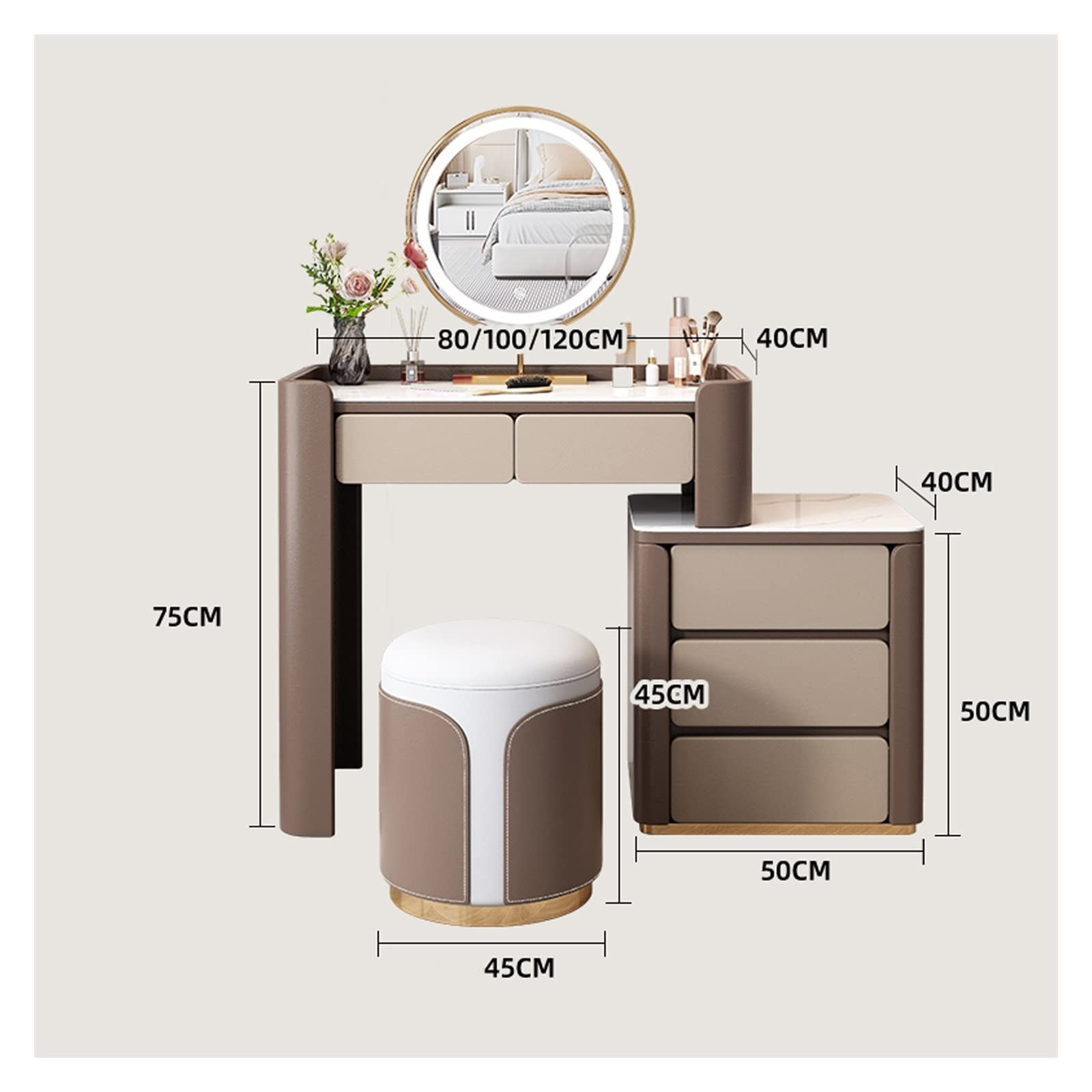 Luxury Vanity Desk with Drawers
