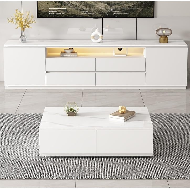 White TV Stand with Storage