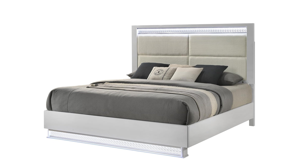 Peanu Queen Bed Frame, Modern Upholstered Wood Platform