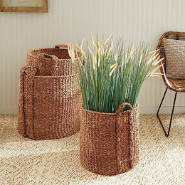 Seagrass Round Baskets Large Set of 3
