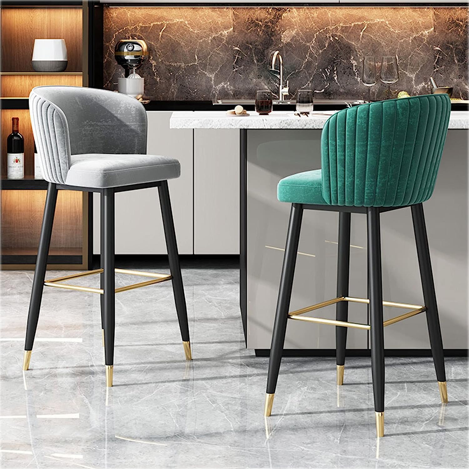 Velvet Counter Height Bar Stool