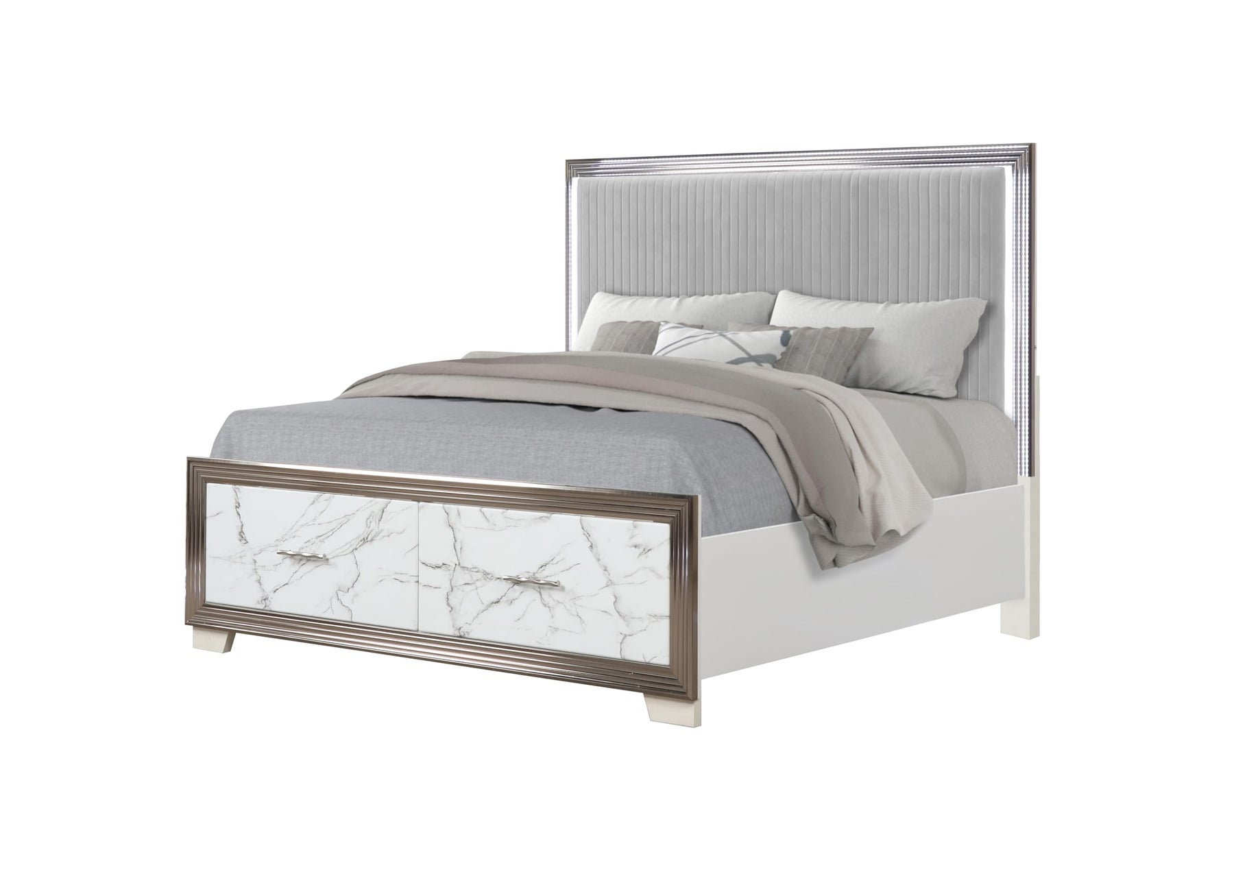 White LED Storage Bed Frame