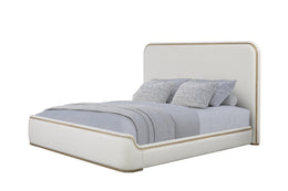 Peanu King Bed Frame, Upholstered, Rounded Headboard