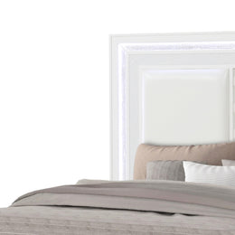 White Upholstered LED Storage Bed Frame