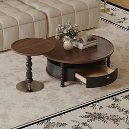 Round Coffee Side Table Set with Drawer