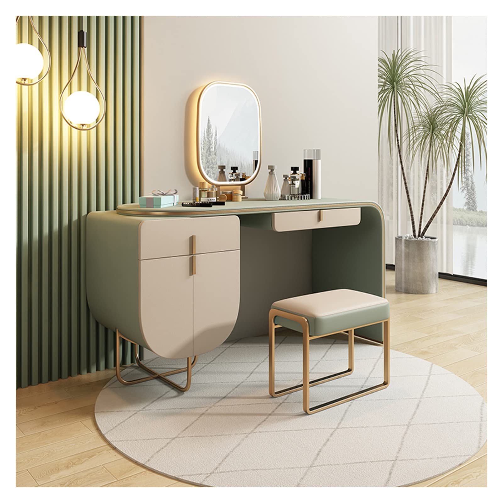 Modern Retractable Vanity Desk Set
