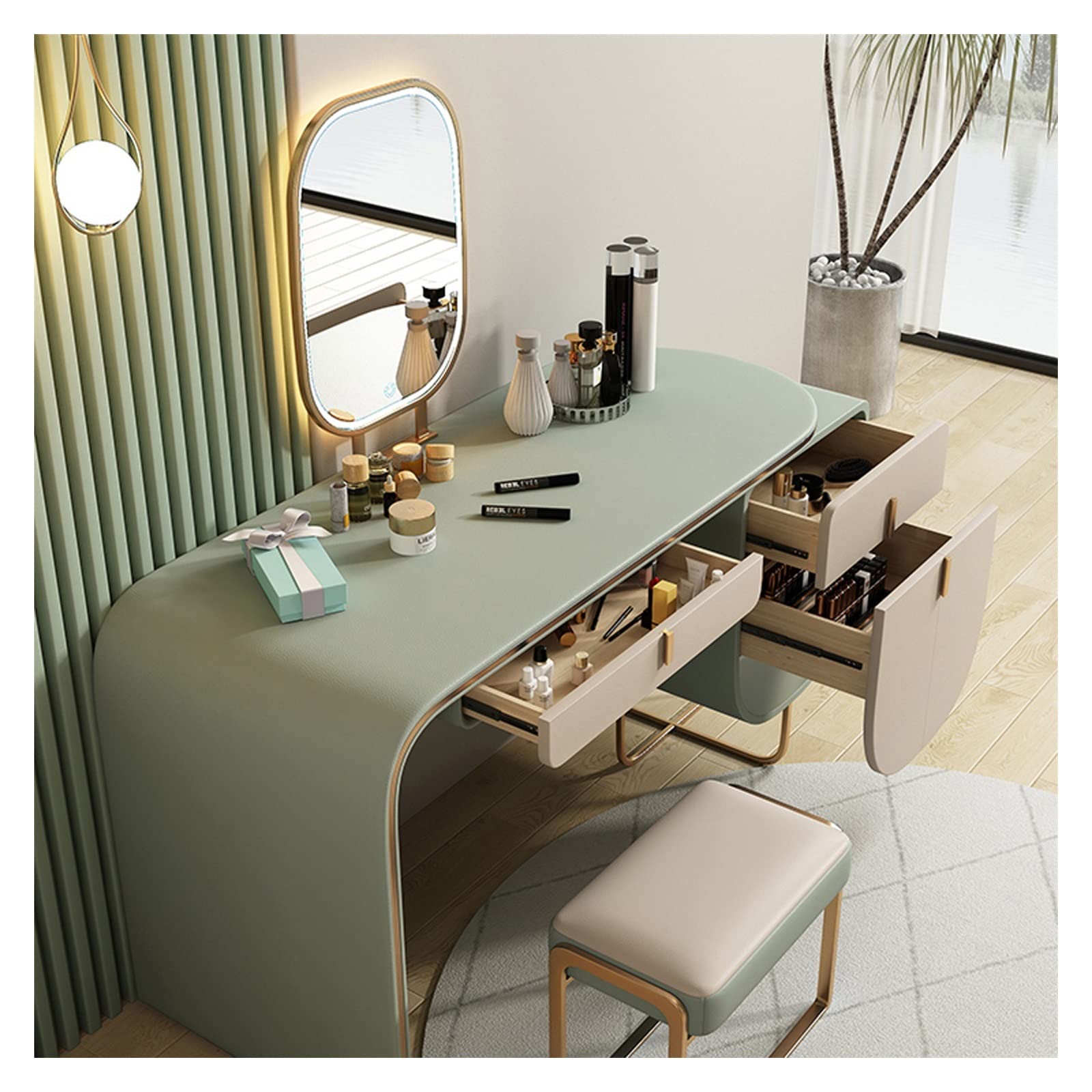 Modern Retractable Vanity Desk Set