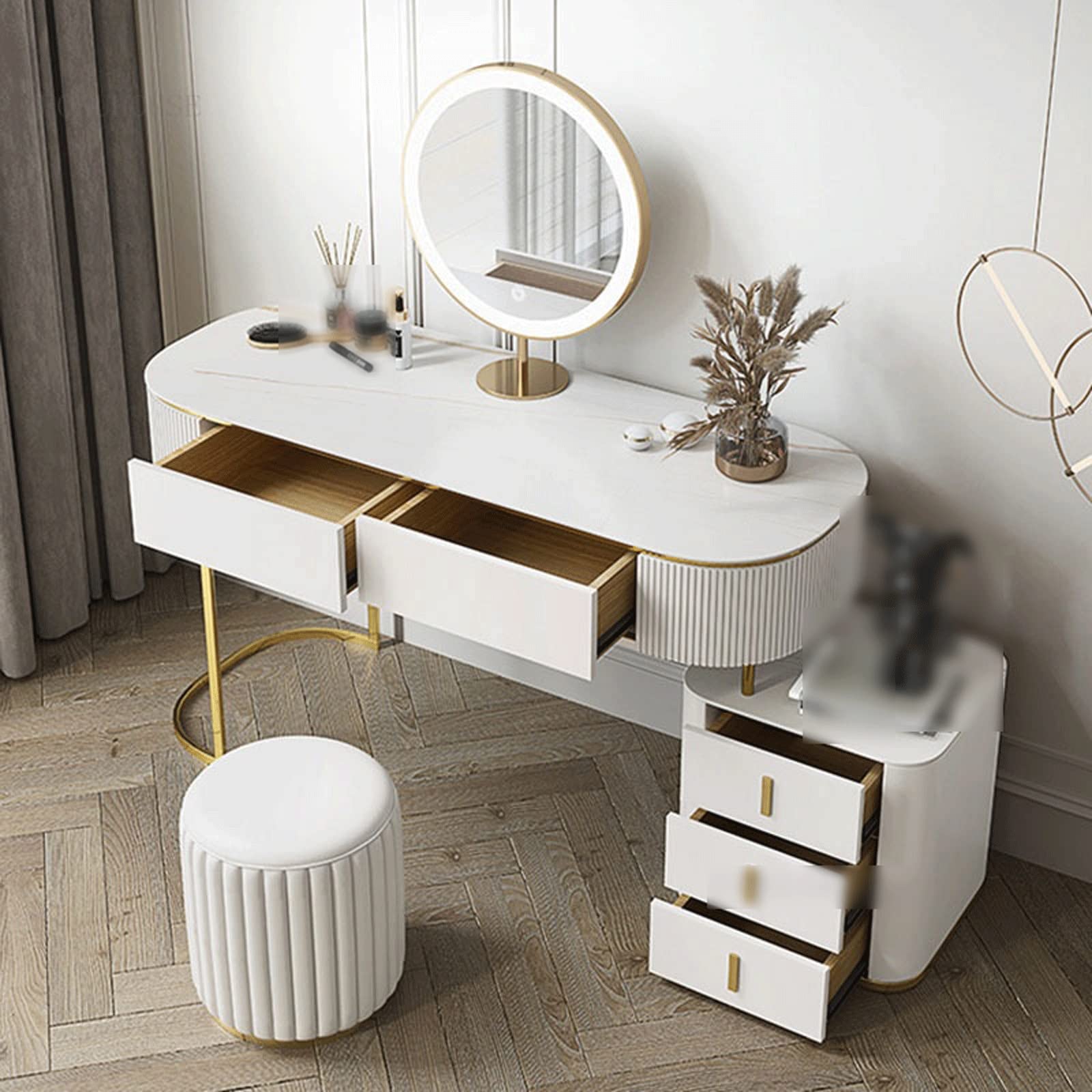 Luxury Vanity Desk with Storage Cabinet