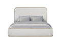 Peanu King Bed Frame, Upholstered, Rounded Headboard, White Sand