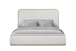 Peanu King Bed Frame, Upholstered, Rounded Headboard