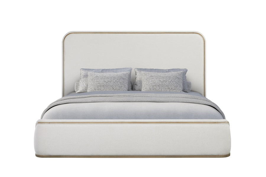 Peanu King Bed Frame, Upholstered, Rounded Headboard
