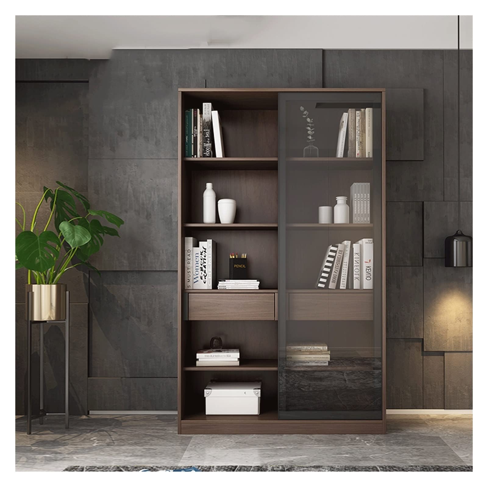 Glass Door Bookcase Display Cabinet