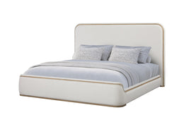 Peanu King Bed Frame, Upholstered, Rounded Headboard