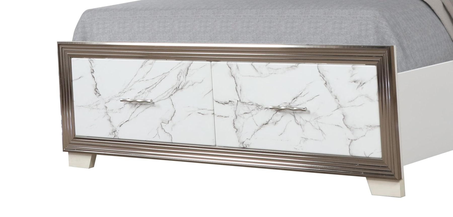 White LED Storage Bed Frame