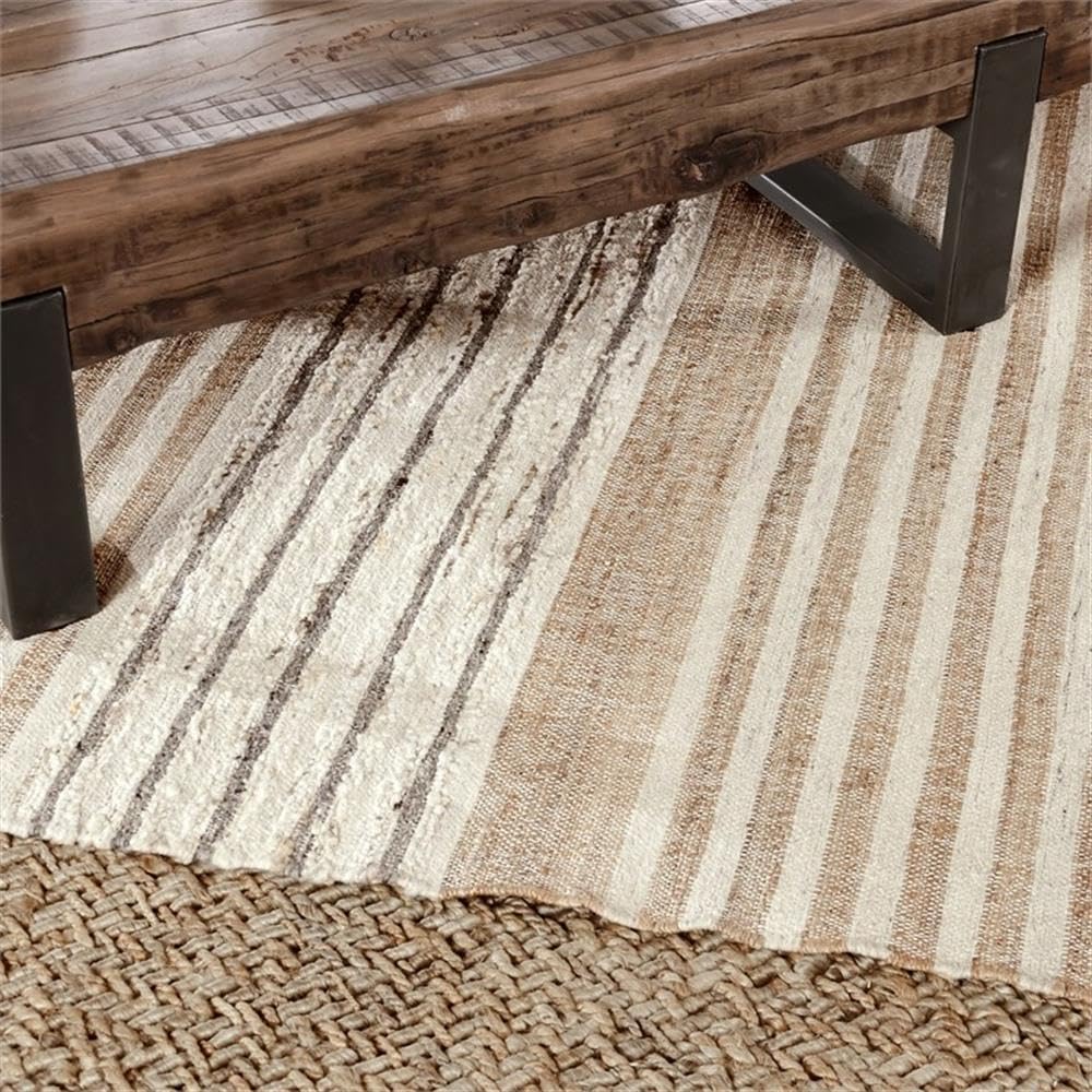 Handwoven Jute Wool Area Rug