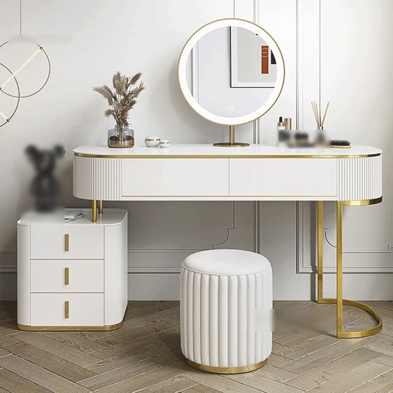 Luxury Vanity Desk with Storage Cabinet