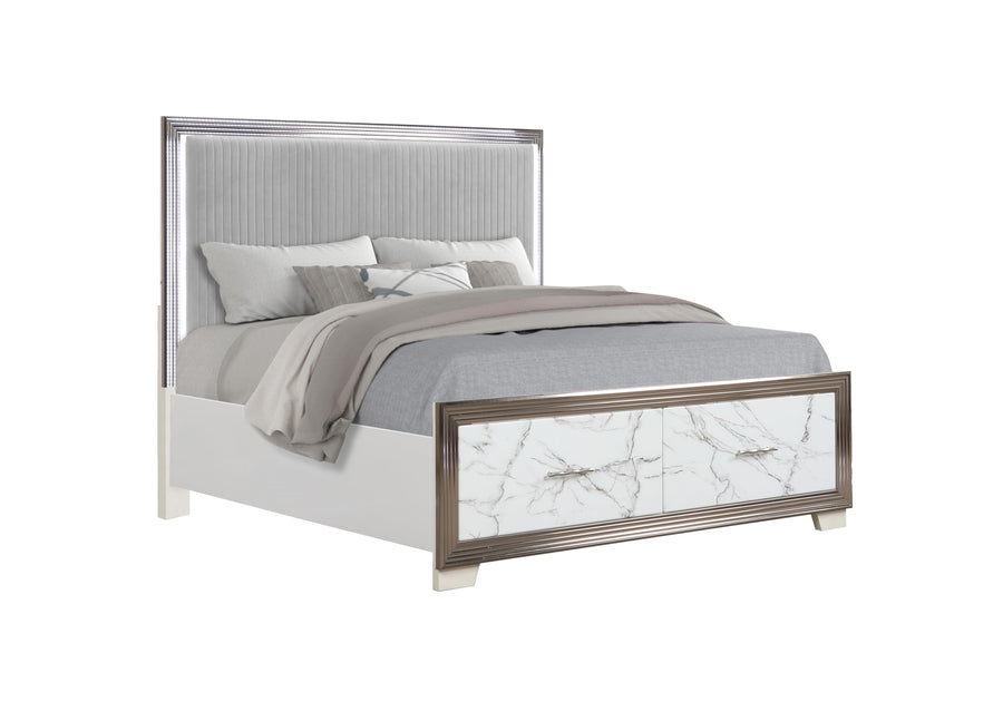 White LED Storage Bed Frame