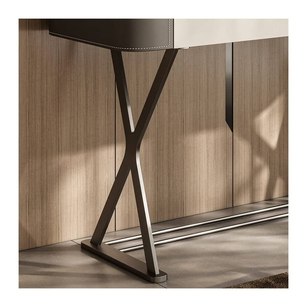 Modern Vanity Desk with Mirror and Stool