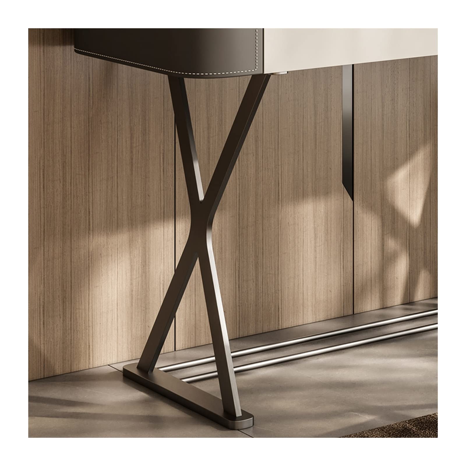 Modern Vanity Desk with Mirror and Stool