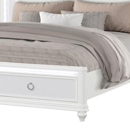 White Upholstered LED Storage Bed Frame